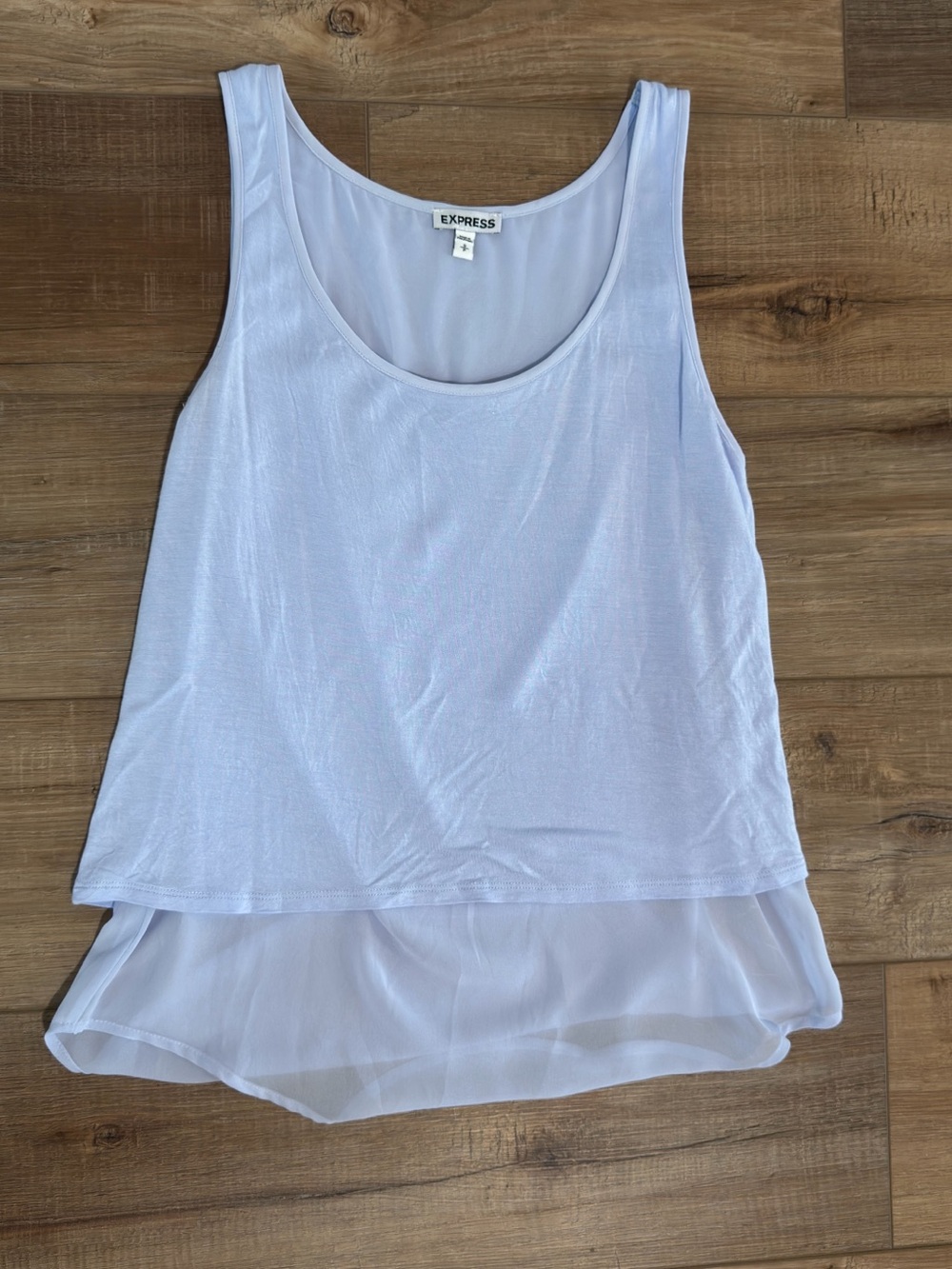 Express Scoop Neck Tank with Sheer Layered Hem